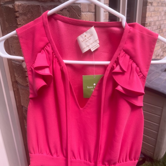 KATE SPADE NEW YORK Rambling Roses Crepe Ruffle Dress Pink Size 2 XS Brand New - Picture 9 of 16